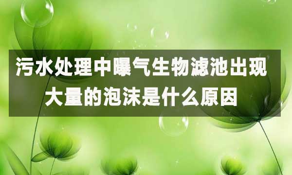 污水處理中曝氣生物濾池出現了大量的泡沫是什么原因？